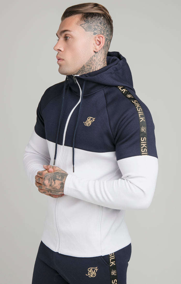 Navy Tape Zip Through Hoodie And Jogger Set (4)