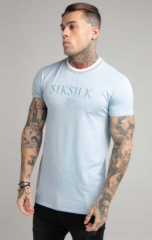 Blue Rib Collar Muscle Fit T-Shirt