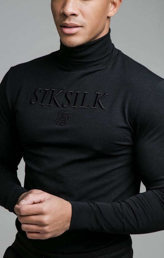 SikSilk L/S Turtle Neck Gym Tee - Black
