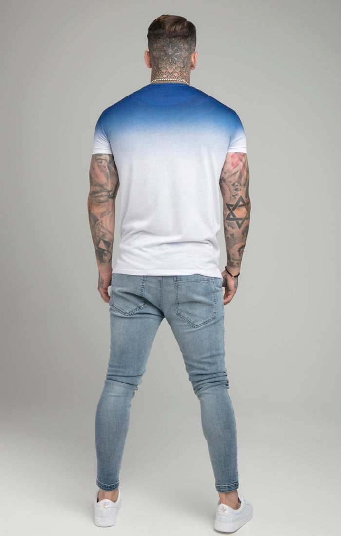 Blue High Fade Embroidered Muscle Fit T-Shirt (6)