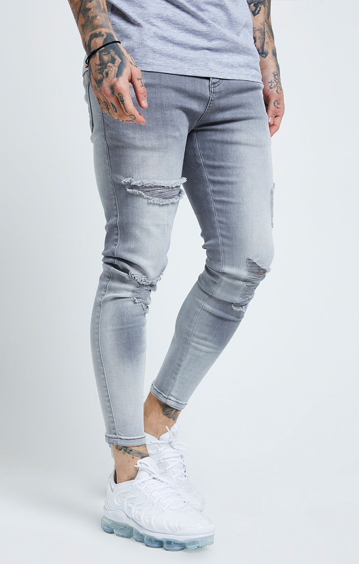 Graue Essential Skinny Jeans in Distressed Optik (1)