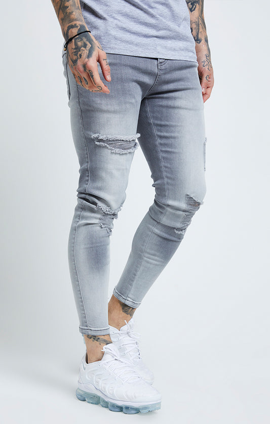 Graue Essential Skinny Jeans in Distressed Optik