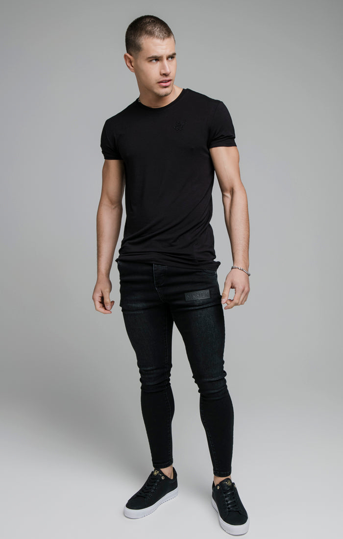 SikSilk Skinny Embossed Print Jeans - Black (1)