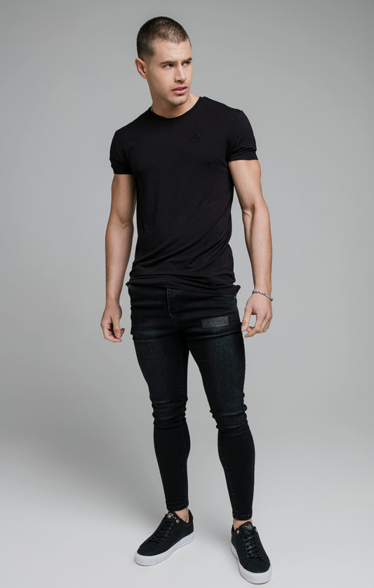 SikSilk Skinny Embossed Print Jeans - Black