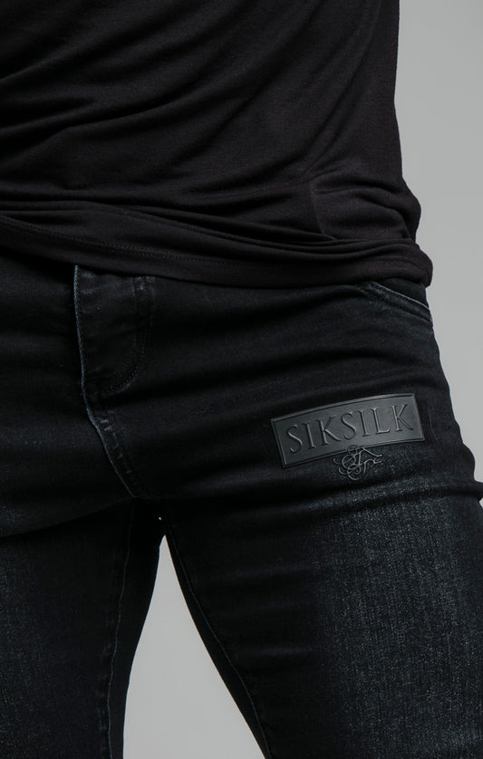 SikSilk Skinny Embossed Print Jeans - Black