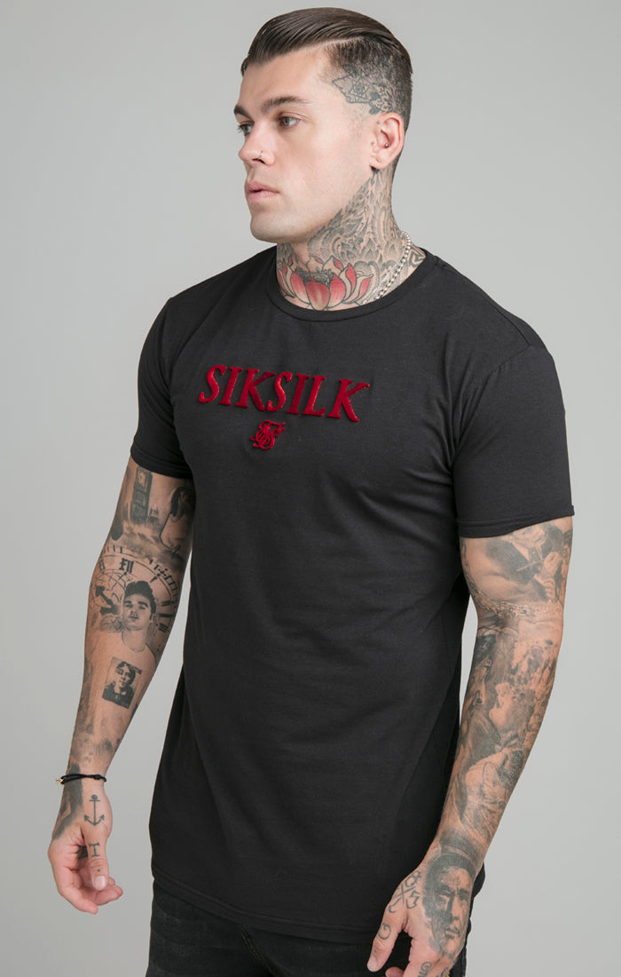 SikSilk Brushed Logo Gym Tee - Black
