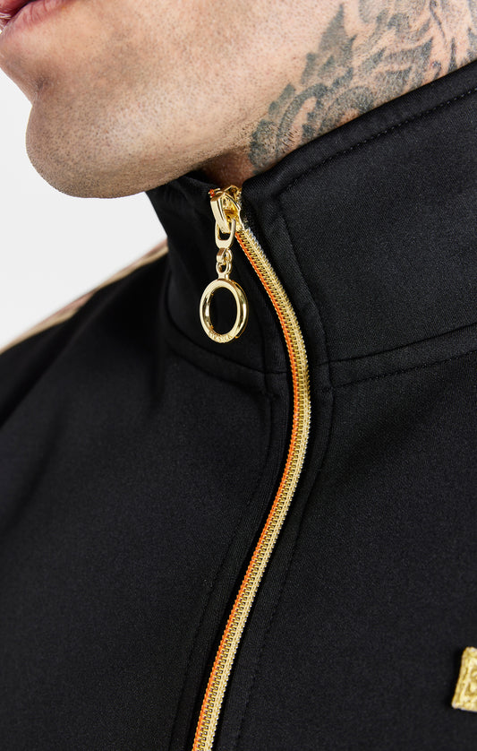 SikSilk Infinite Jacke mit Trichterausschnitt und Reißverschluss – Schwarz & Gold
