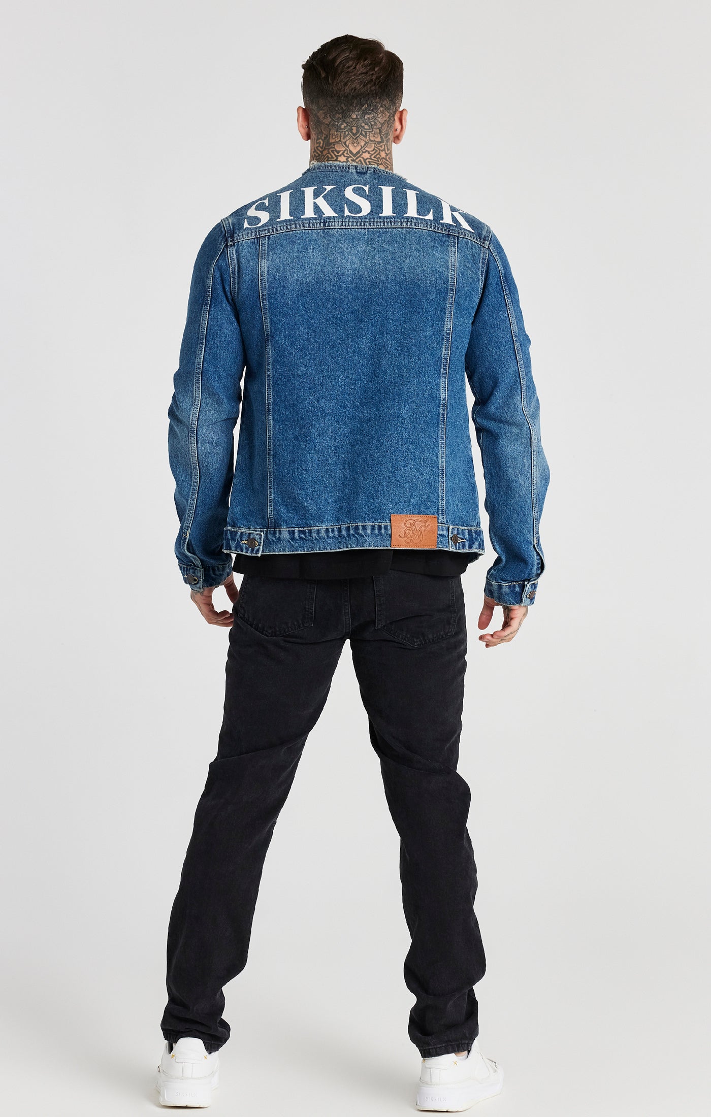 Blaue Deluxe Denim-Jacke ohne Kragen (3)