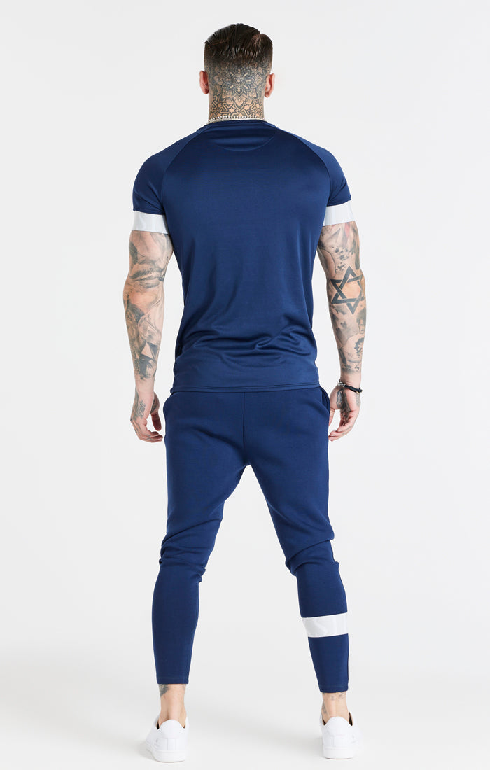SikSilk Funktions-T-Shirt mit kurzen Ärmeln - Marineblau &amp; Weiß (4)