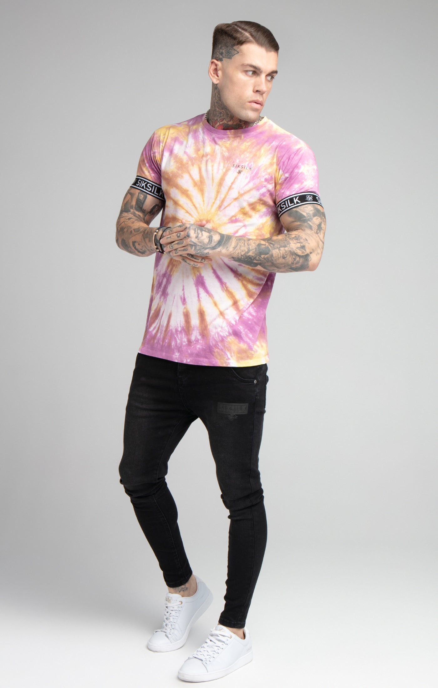 Pink Tie Dye Elastic Cuff T-Shirt (3)