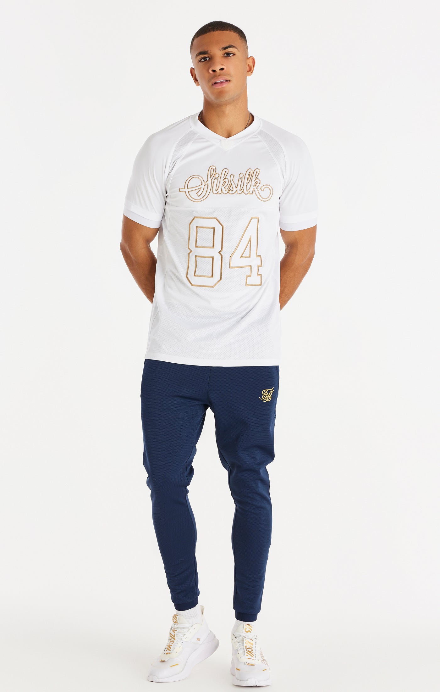 SikSilk Retro Sport-Funktions-T-Shirt mit kurzen Ärmeln – Weiß (2)