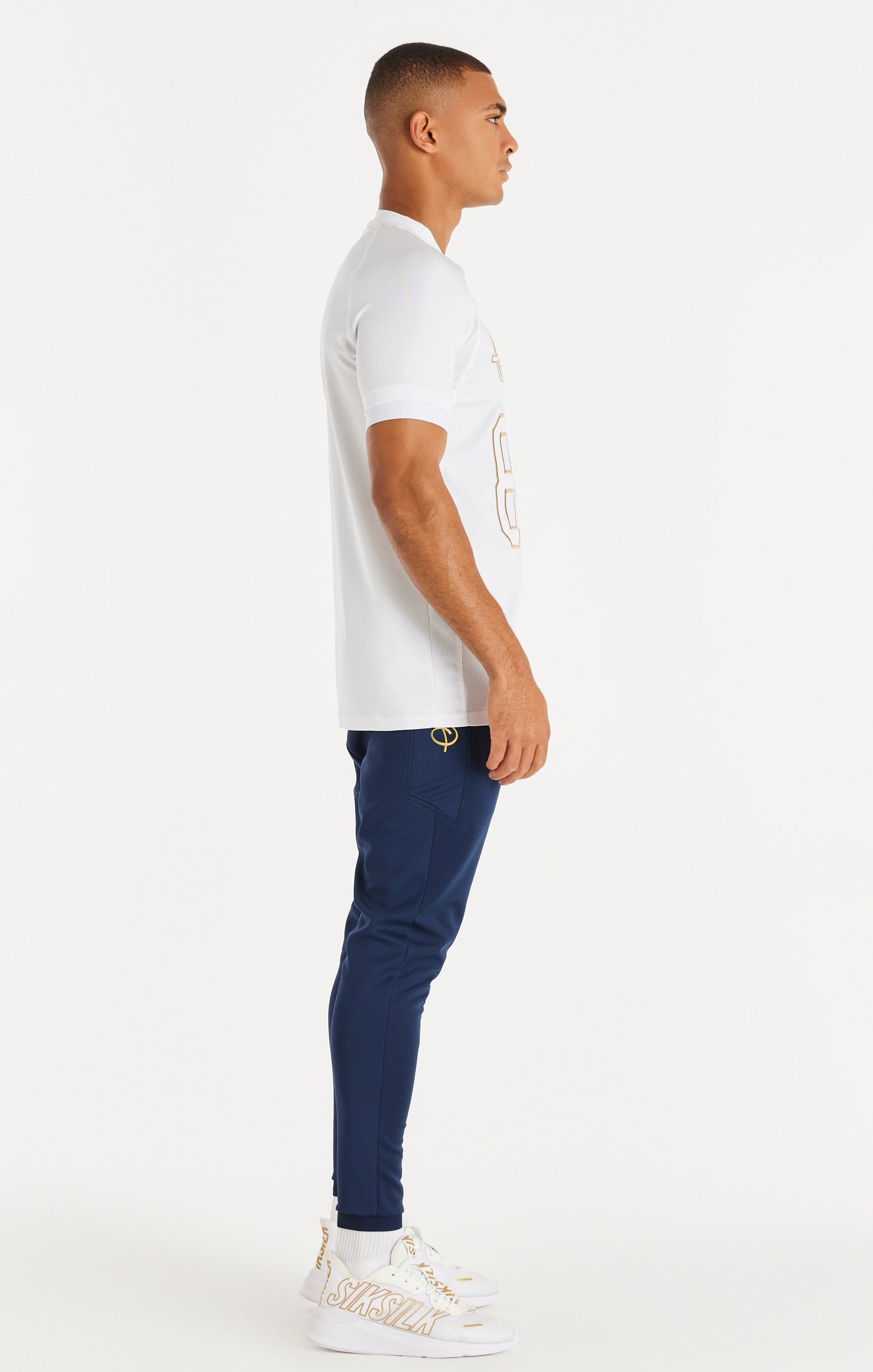 SikSilk Retro Sport-Funktions-T-Shirt mit kurzen Ärmeln – Weiß (3)