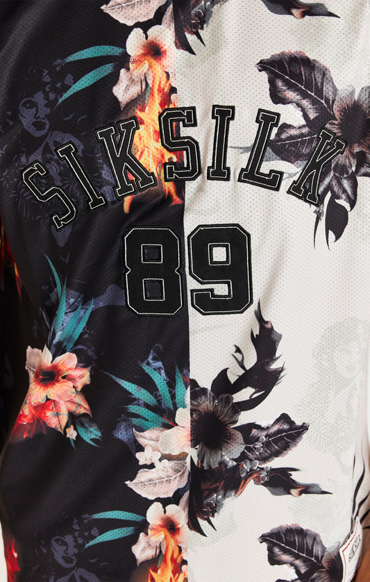 SikSilk Retro Fire Basketball Vest - Black & Ecru