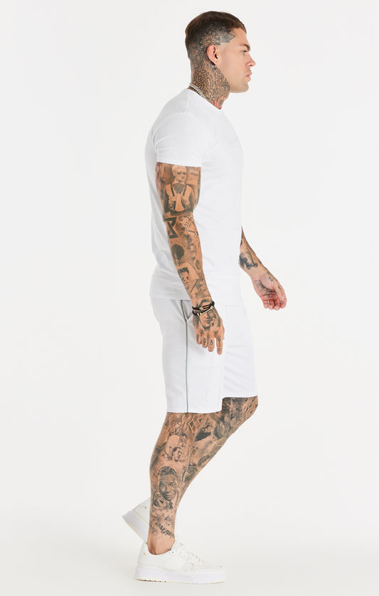 SikSilk Gym-T-Shirt mit kurzen Ärmeln und Schriftzug – Weiß