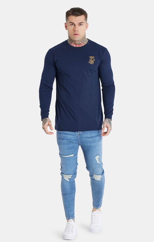 Messi X SikSilk Langarm-T-Shirt - Marineblau & Gold