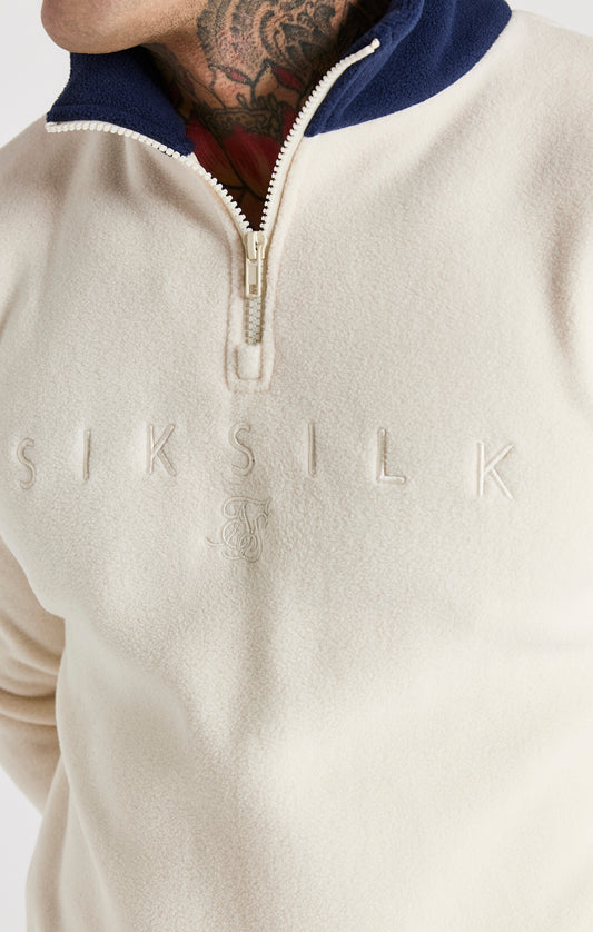 SikSilk Hybrid Oberteil aus Fleece mit Trichterausschnitt - Naturweiß