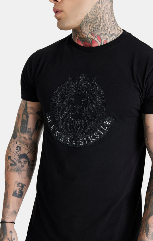 Messi X SikSilk T-Shirt mit Strassapplikation - Schwarz