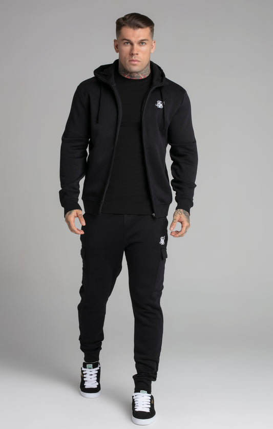 SikSilk Sweatshirt 'Core' mit Reißverschluss und Trichterausschnitt – Schwarz