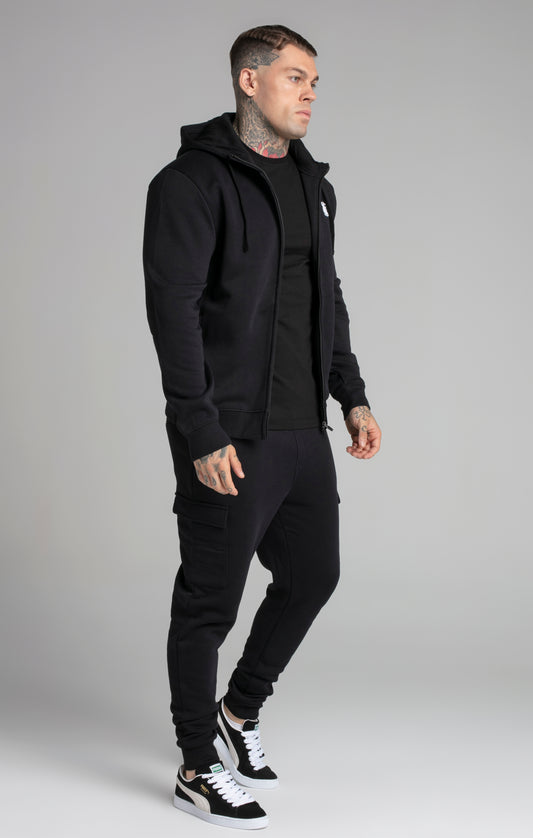 SikSilk Sweatshirt 'Core' mit Reißverschluss und Trichterausschnitt – Schwarz