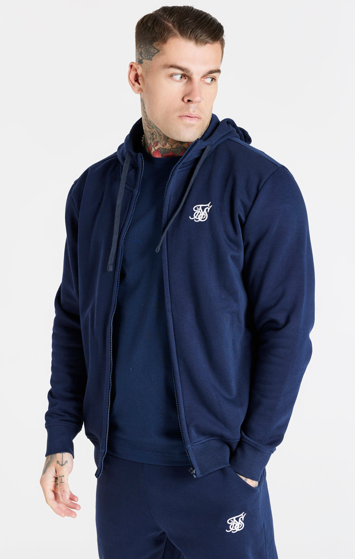 SikSilk Sweatshirt &#39;Core&#39; mit Reißverschluss und Trichterausschnitt – Marineblau (1)