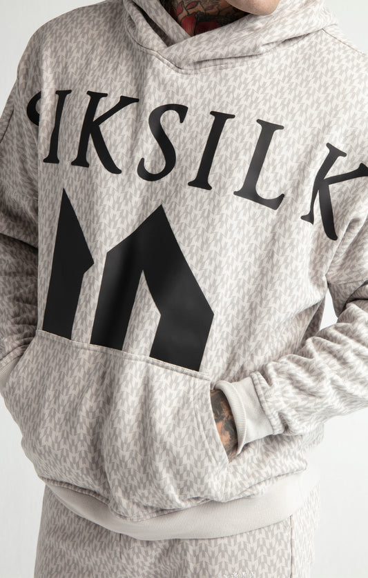 Messi X SikSilk Oversized-Kapuzenpullover mit Monogramm-Aufdruck - Grau