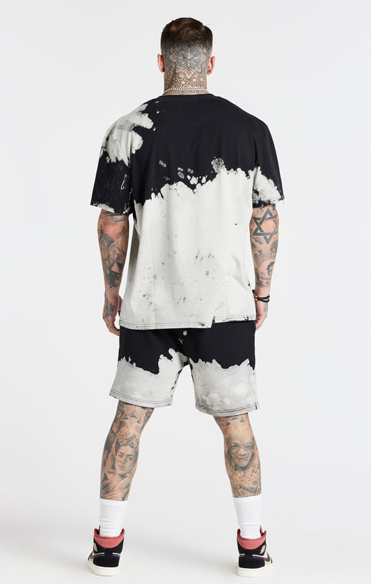SikSilk X Steve Aoki Bleach Wash Shorts - Black & White