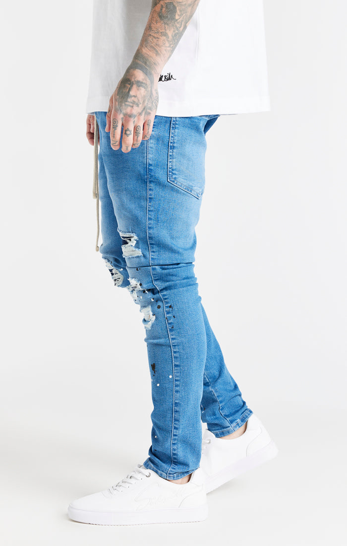 Blue Distressed Basic Cut Jean (1)