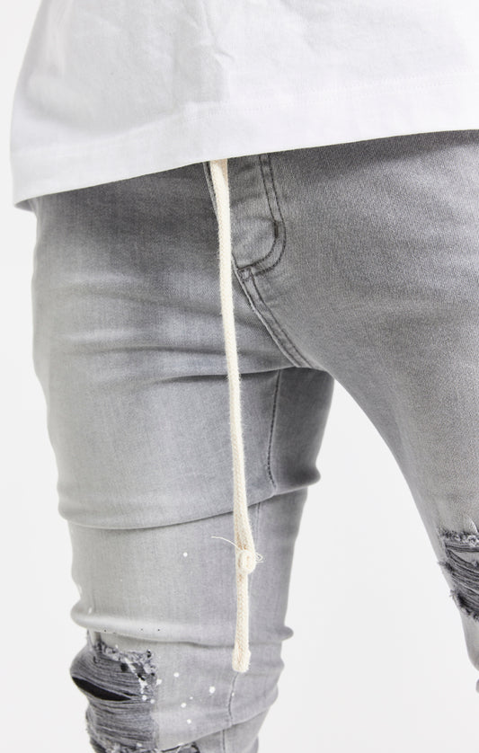 Grey Distressed Basic Cut Jean