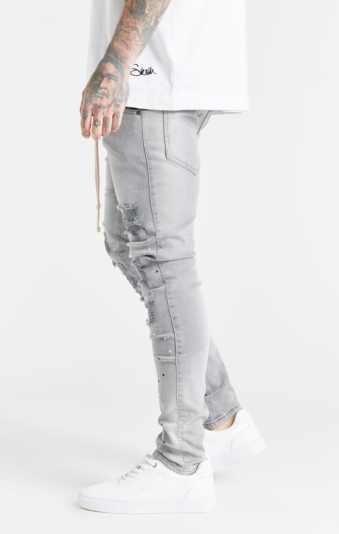 Grey Distressed Basic Cut Jean (1)