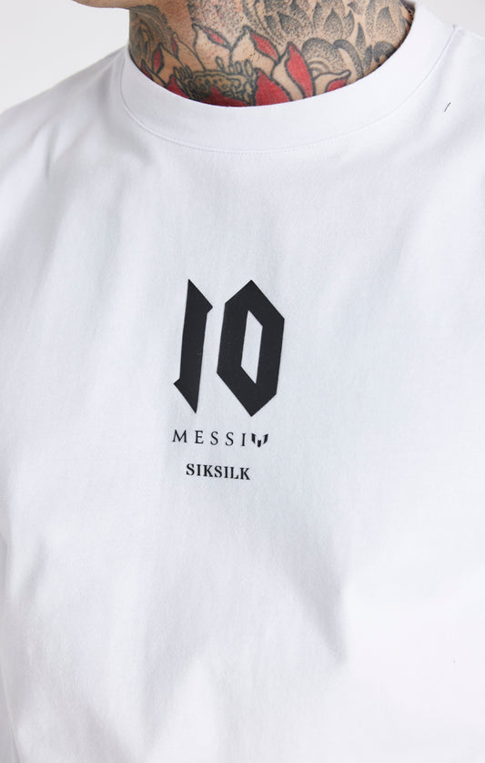 Messi X SikSilk Oversized-T-Shirt mit Logo - Weiß