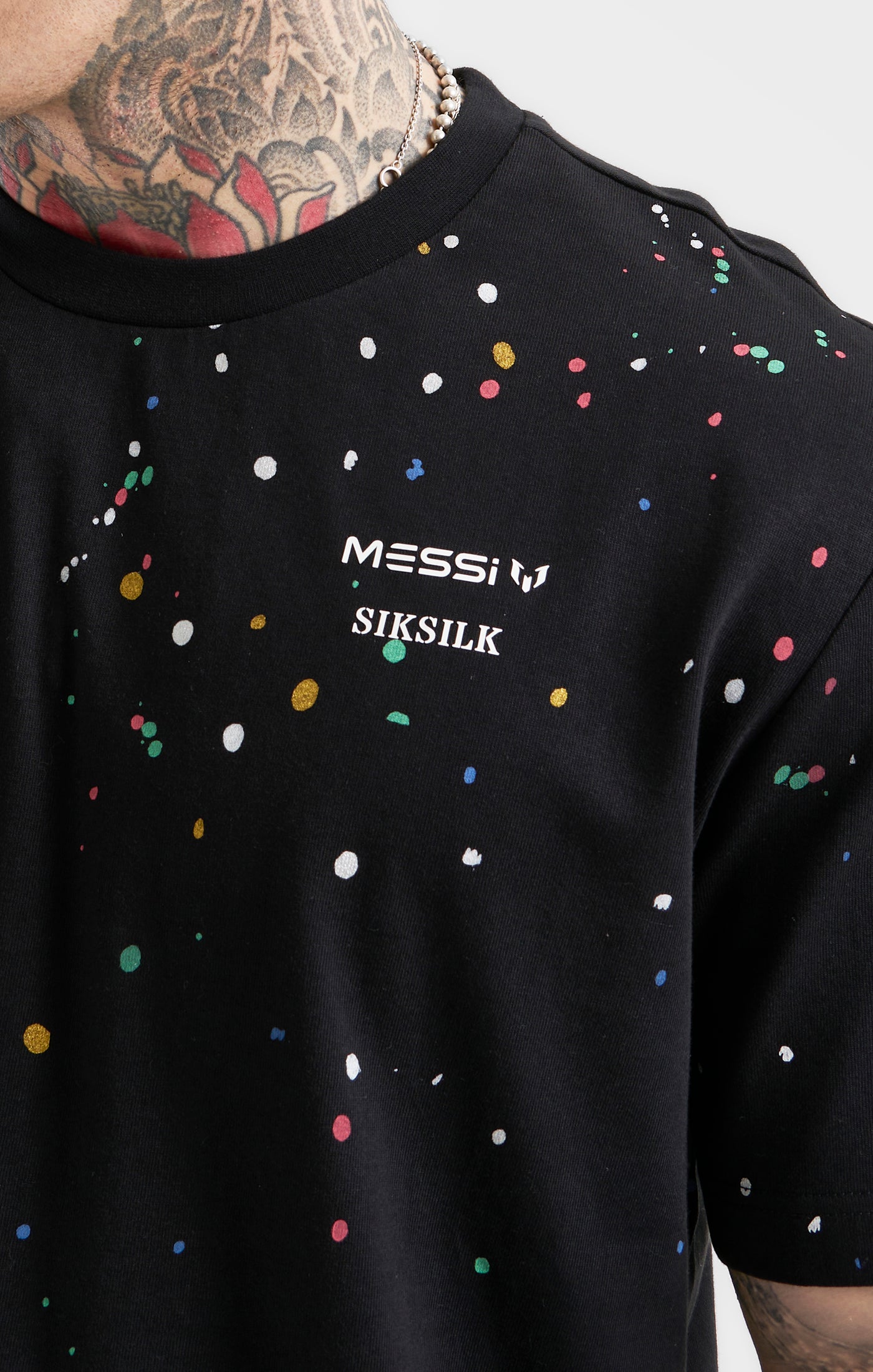 Messi x SikSilk Oversized Paint Splat Tee - Black (1)