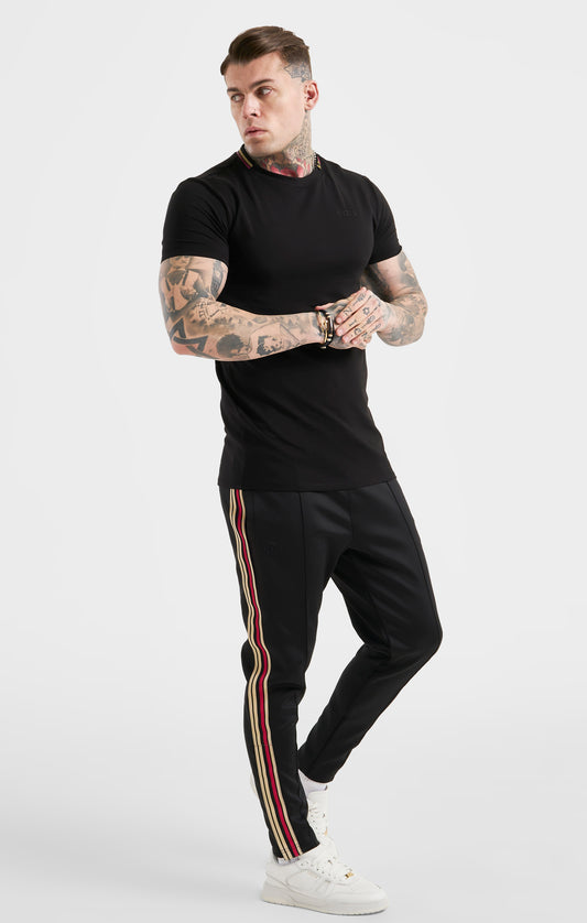 Messi x SikSilk Black Collar Muscle Fit T-Shirt