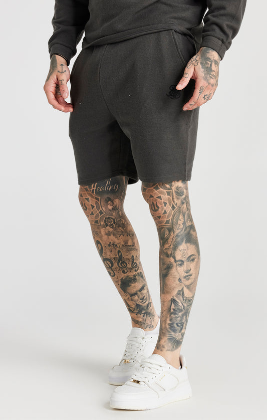 SikSilk Essential Gerippte Shorts mit lockerer Passform - Dunkel-Grau
