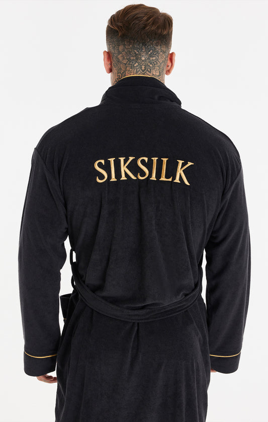 SikSilk Bademantel mit Logo – Schwarz