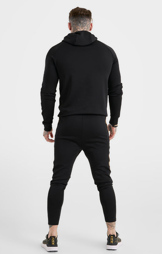 Black Sports Taped Muscle Fit Hoodie