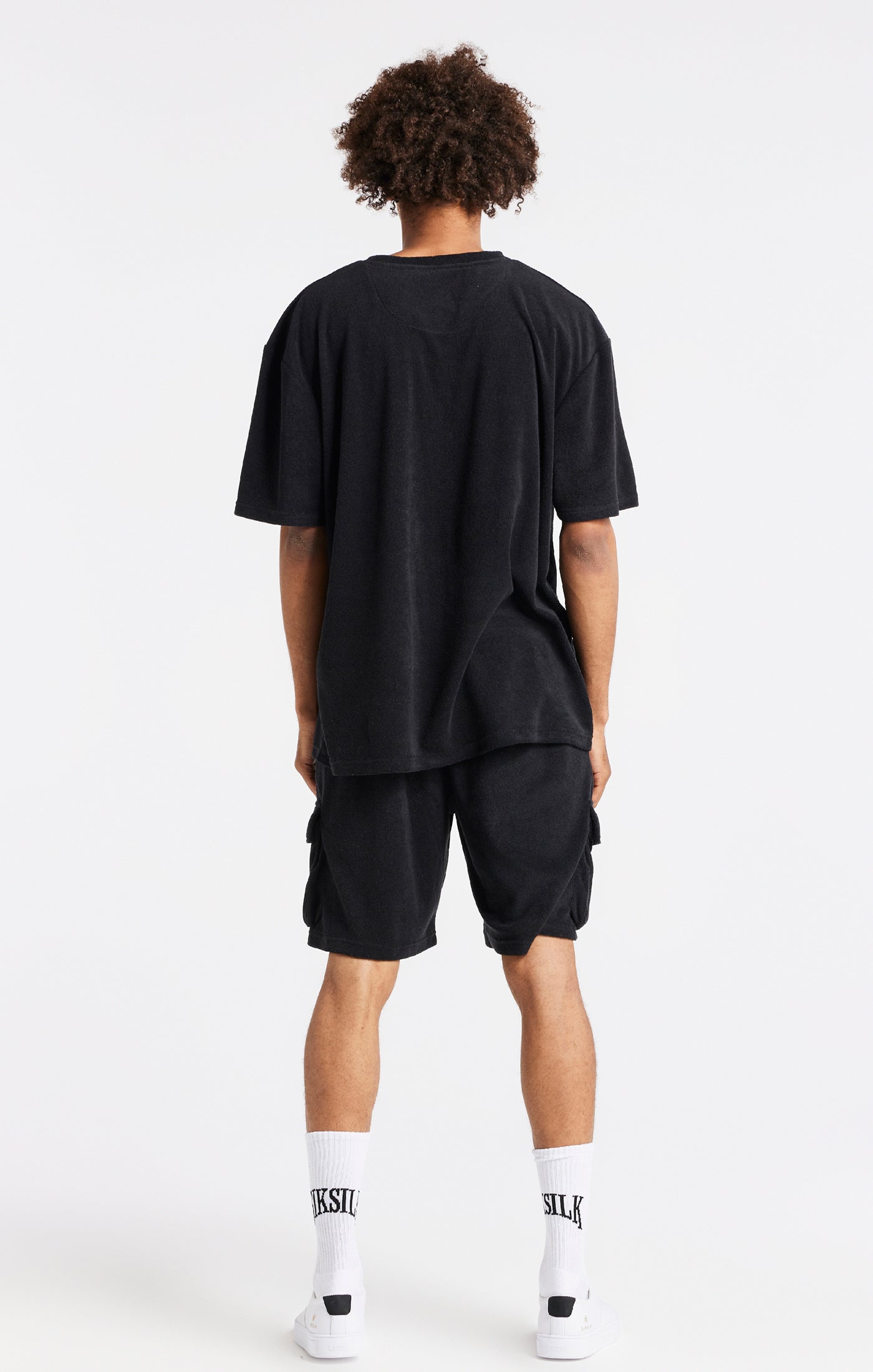 Black Towelling Oversized T-Shirt (6)