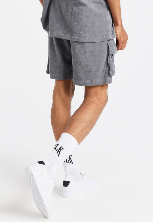 Graue FrotT-Shirt-Cargo-Shorts