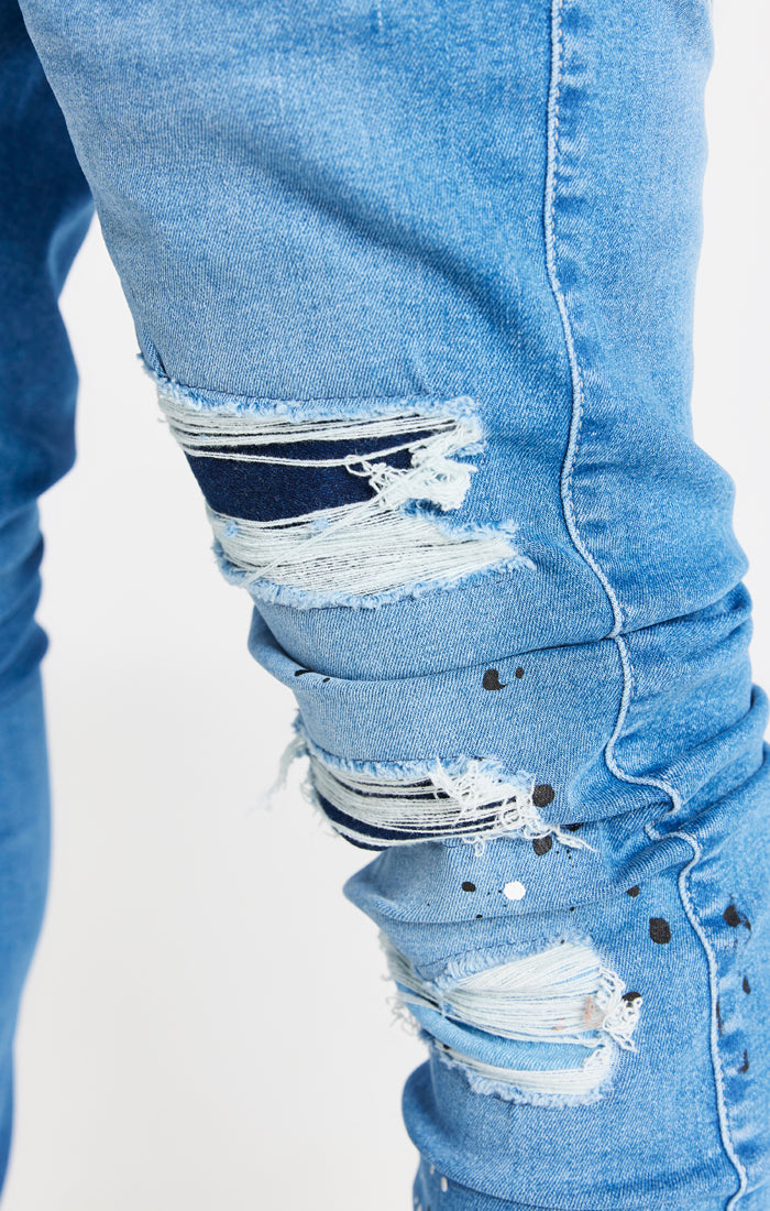 Blue Distressed Basic Cut Jean (5)