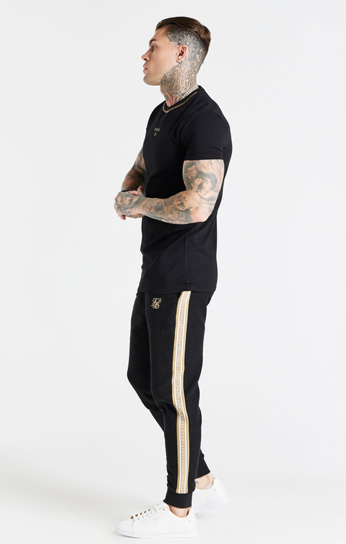 Black Cover Stitch Muscle Fit T-Shirt (3)