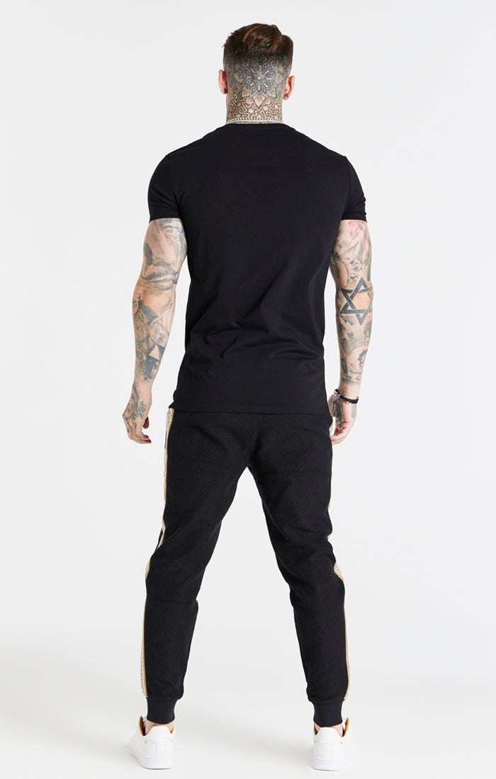 Black Cover Stitch Muscle Fit T-Shirt (4)