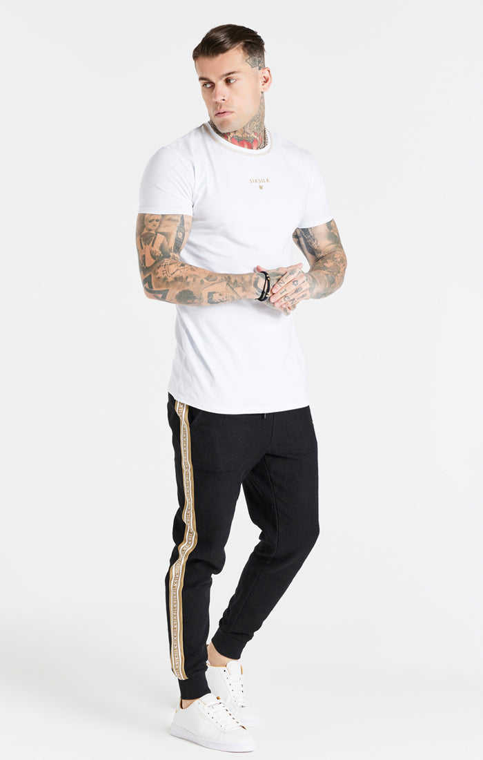 White Cover Stitch Muscle Fit T-Shirt (3)