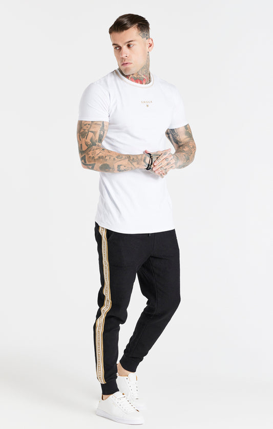 White Cover Stitch Muscle Fit T-Shirt