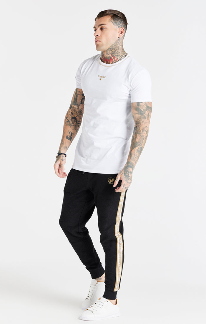 White Cover Stitch Muscle Fit T-Shirt (4)