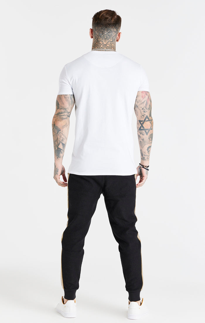 White Cover Stitch Muscle Fit T-Shirt (6)