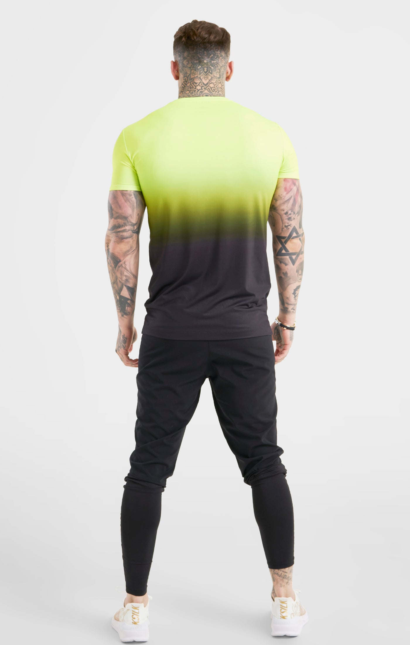 Gelbes und Schwarzes Sport Fade T Shirt (4)