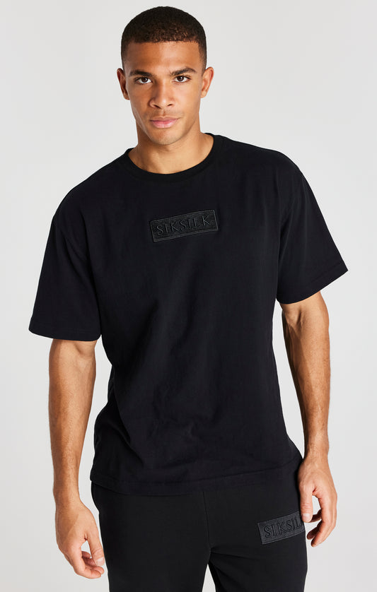 SikSilk Essential Oversized-T-Shirt mit kurzen Ärmeln - Schwarz