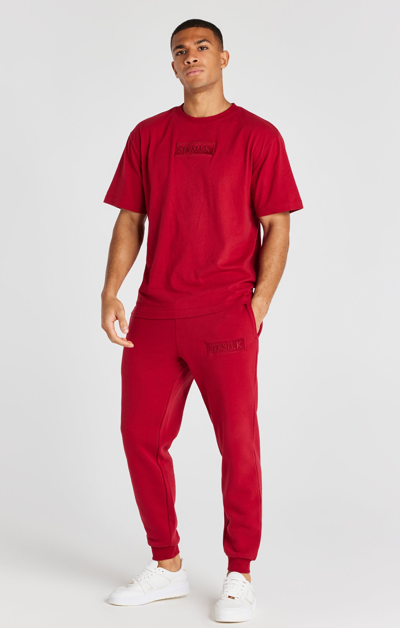 SikSilk Essential Oversized-T-Shirt mit kurzen Ärmeln - Rot (2)