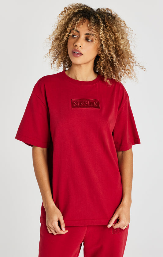SikSilk Essential Oversized-T-Shirt mit kurzen Ärmeln - Rot