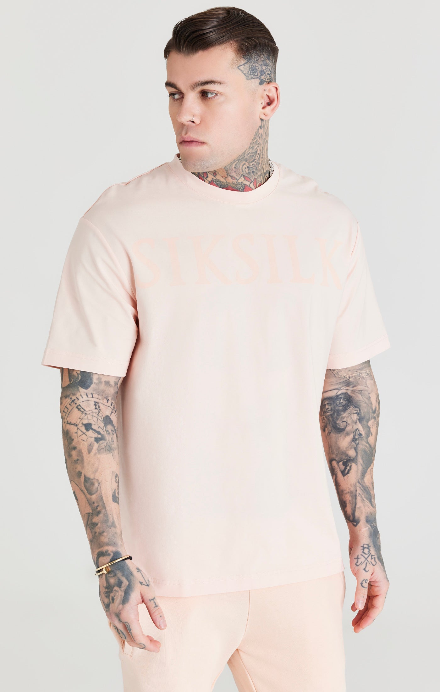 SikSilk Oversized-T-Shirt mit Logo – Rosa (4)