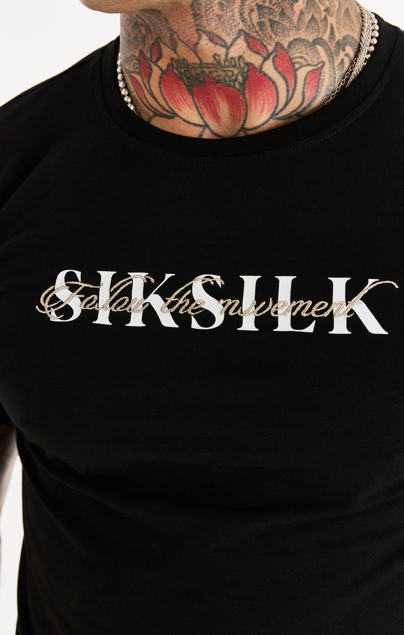 SikSilk Oversized Dual Script Logo Tee - Black (1)